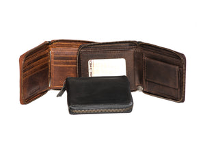 'Aris' - Leather Zip Around Wallet